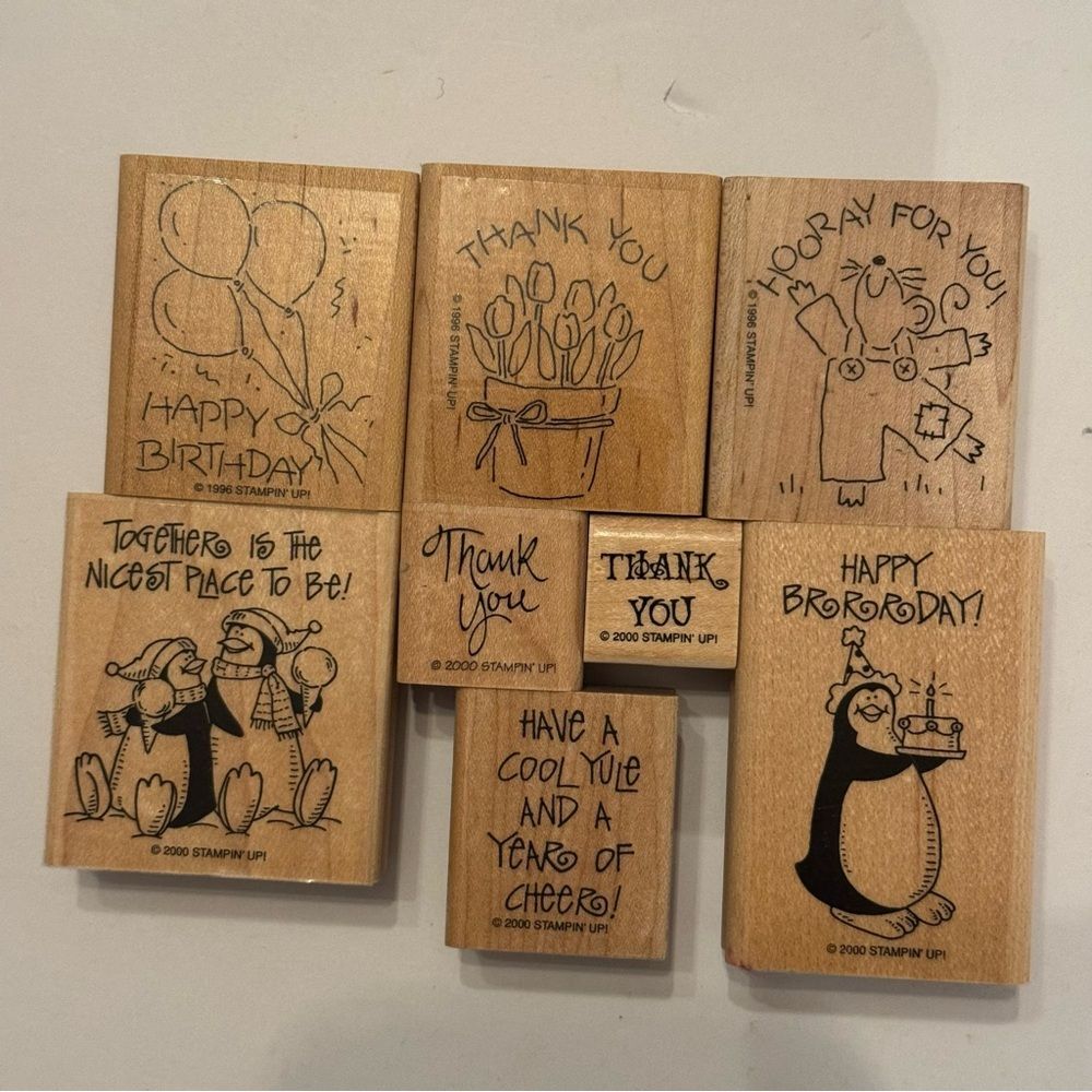 8 Stampin' Up! Wooden Stamp Set - Natural Wood